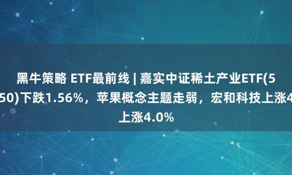 黑牛策略 ETF最前线 | 嘉实中证稀土产业ETF(516150)下跌1.56%，苹果概念主题走弱，宏和科技上涨4.0%